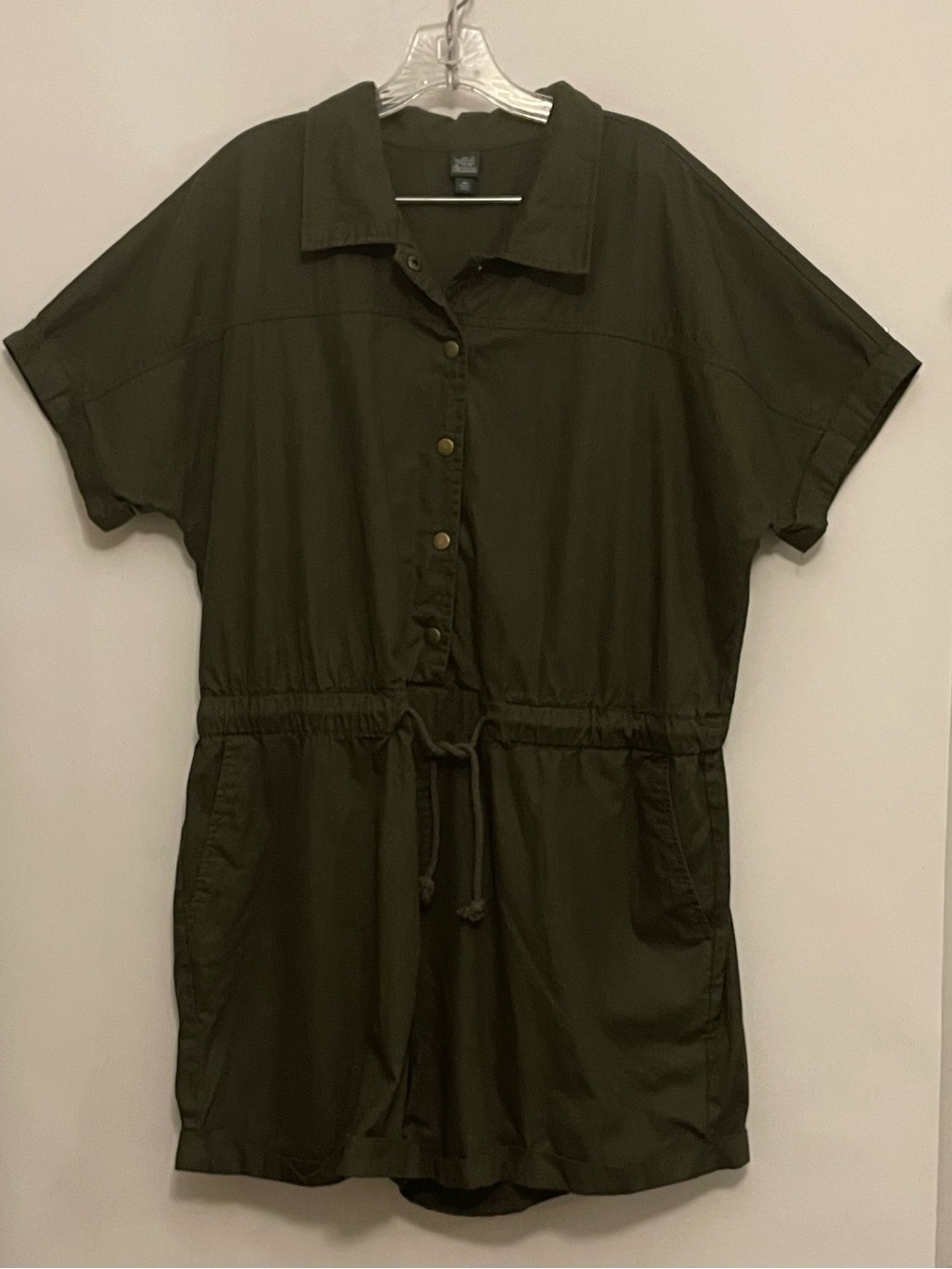 Wild Fable Dark Green Cotton Romper with tie cord and Pockets 2XL